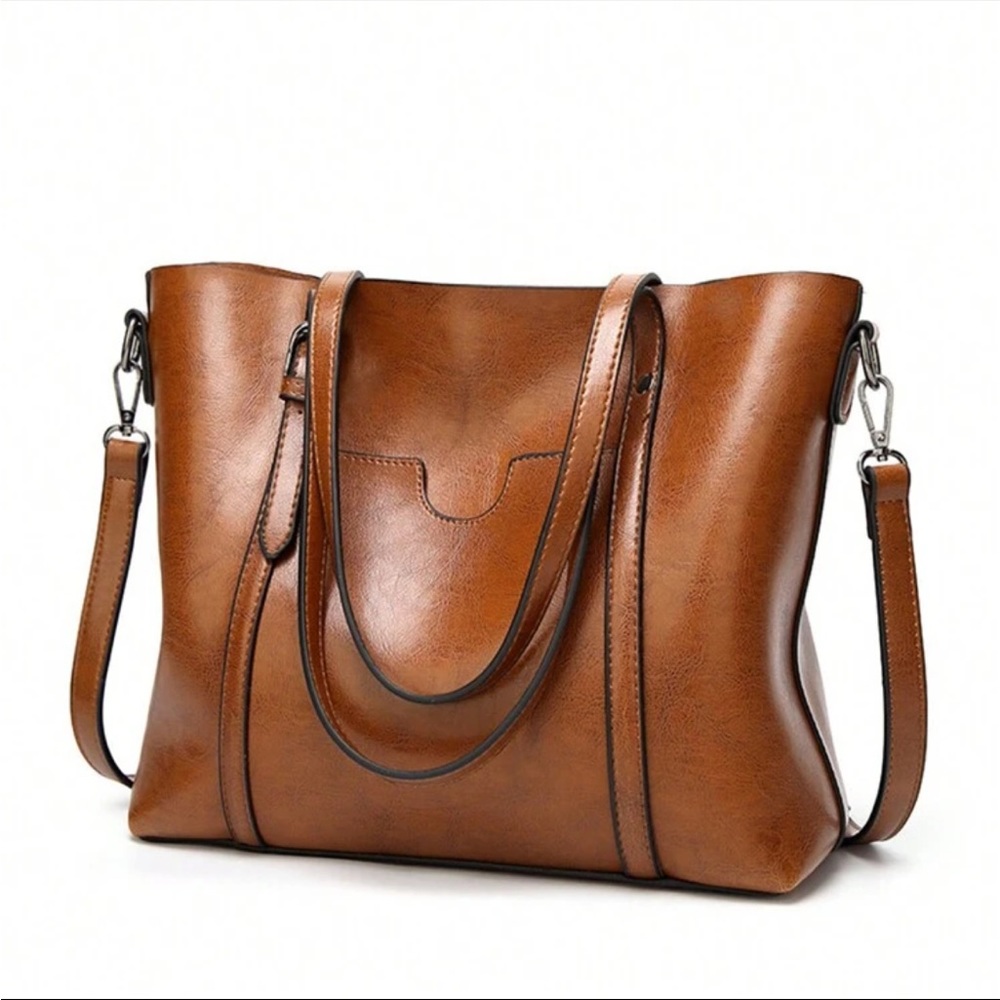 Luxe Vegan Leather minimalist Tote Bag - Picture 1 of 5